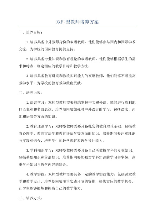 双师型教师培养方案