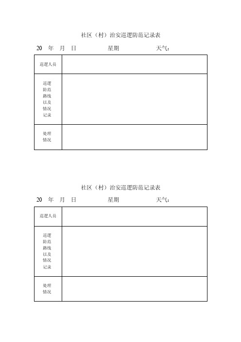 社区（村）治安巡逻防范记录表【优质】