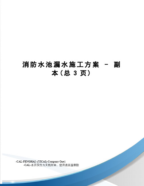 消防水池漏水施工方案-副本