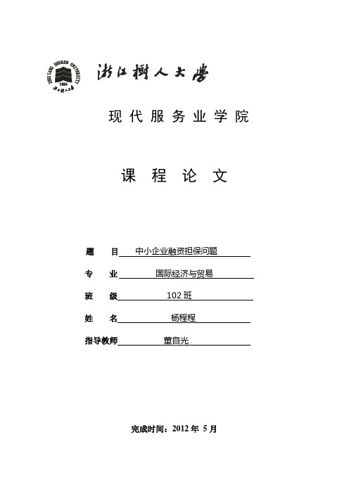 中小企业融资担保问题论文
