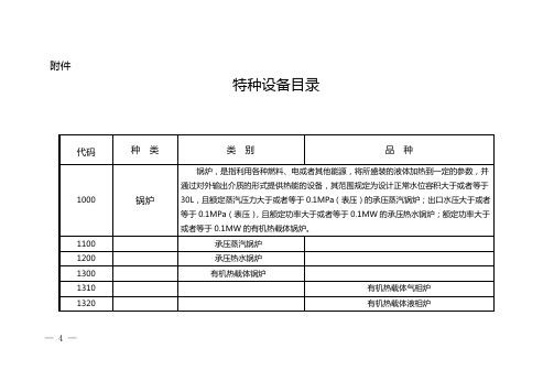 特种设备目录