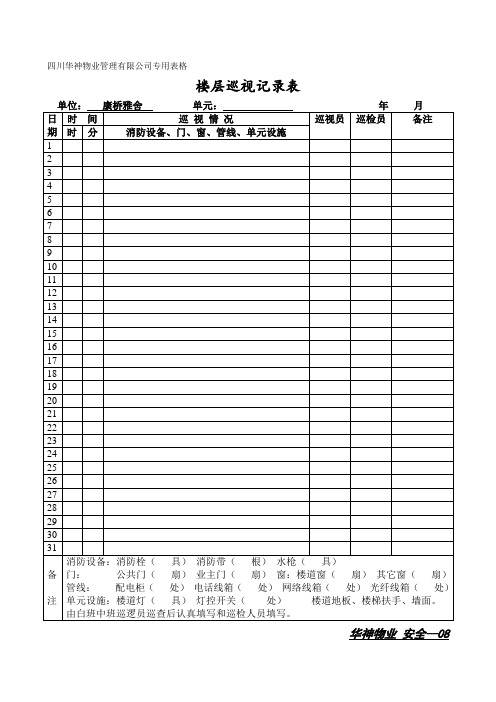 楼层巡视登记表 (2).doc