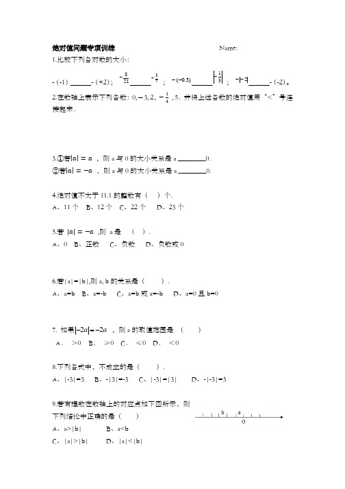 绝对值／不等式专项练习