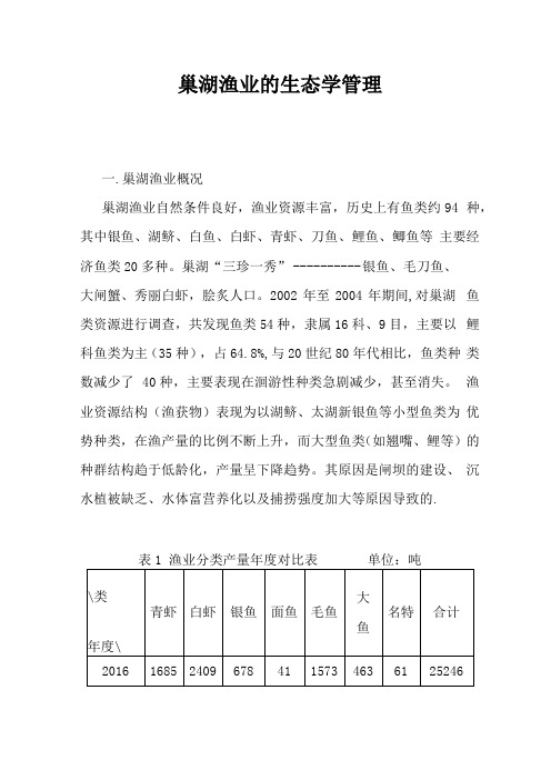 巢湖渔业的生态学管理