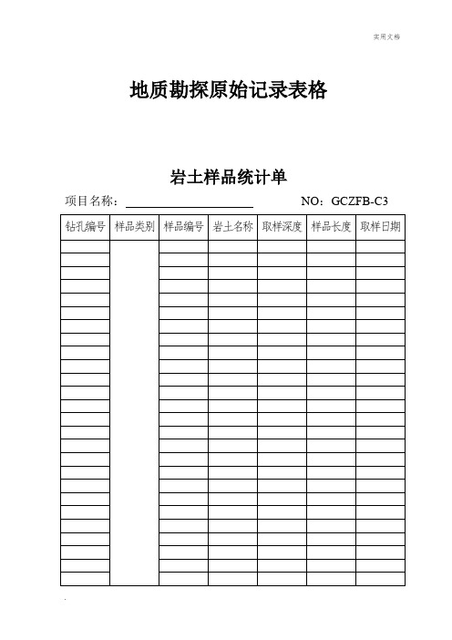 地质勘探原始记录表格