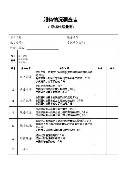 服务情况调查表-.【范本模板】