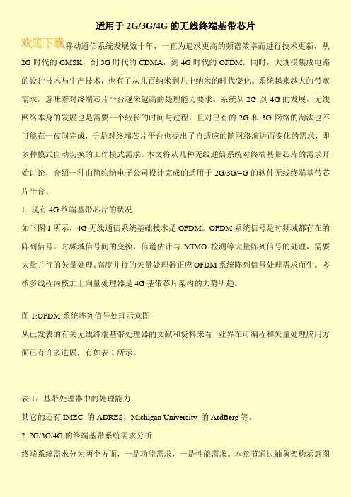 适用于2G-3G-4G的无线终端基带芯片