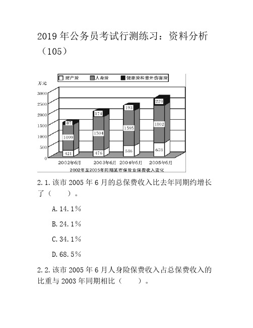 2019年公务员考试行测练习：资料分析题模拟题(105)