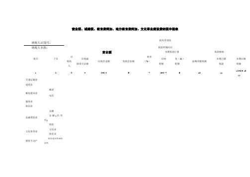 营业税、城建税、教育费附加、地方教育费附加、文化事业建设费纳税申报表