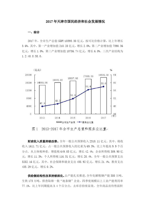 2017年天津市国民经济和社会发展情况