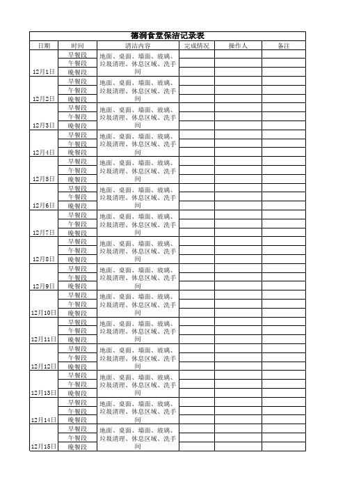 保洁、消毒记录表格