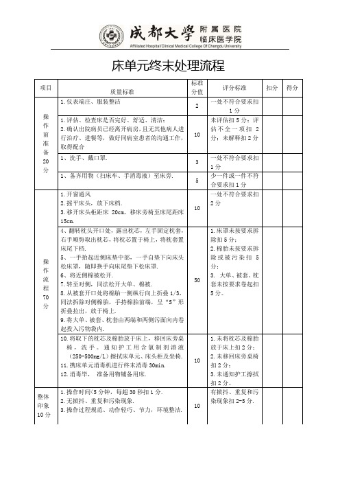 床单元终末处理流程Microsoft Office Word 文档