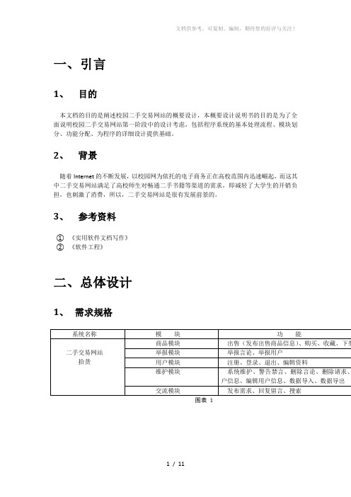 二手交易网站概要设计②