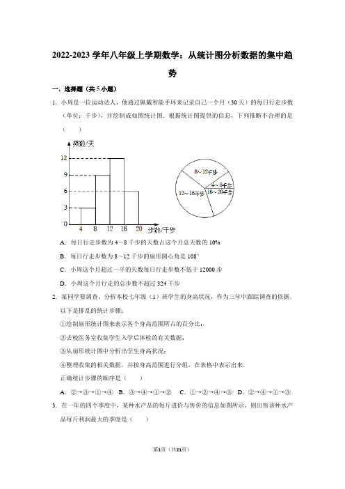 2022-2023学年八年级上学期数学：从统计图分析数据的集中趋势(附答案解析)