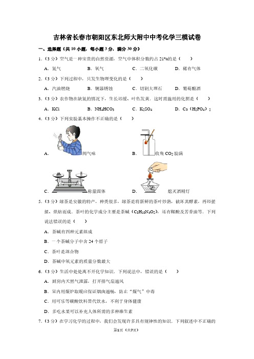 吉林省长春市朝阳区东北师大附中中考化学三模试卷