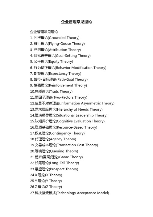 企业管理常见理论