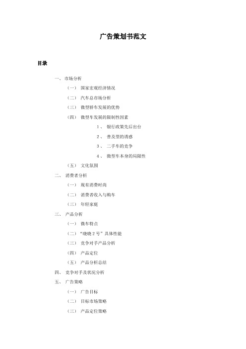 经典广告策划书范文