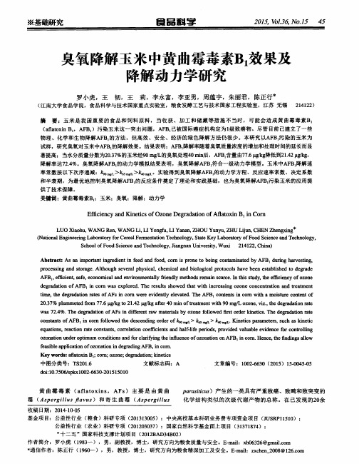 臭氧降解玉米中黄曲霉毒素B_1效果及降解动力学研究