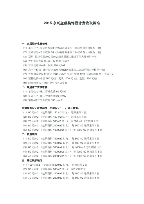 金鼎装饰设计费收取标准