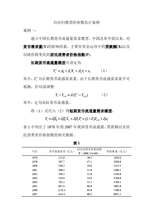 自回归模型的参数估计案例