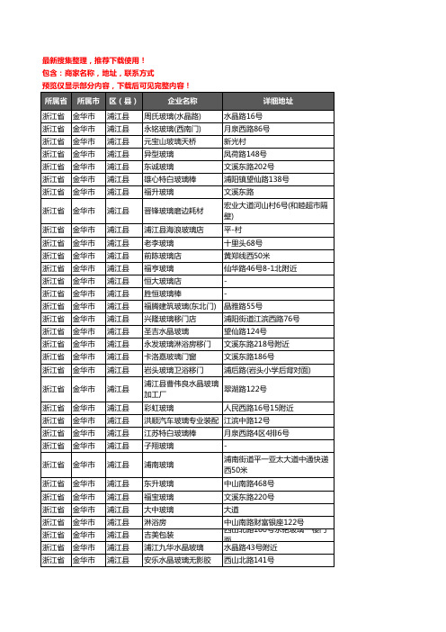 新版浙江省金华市浦江县玻璃店企业公司商家户名录单联系方式地址大全73家