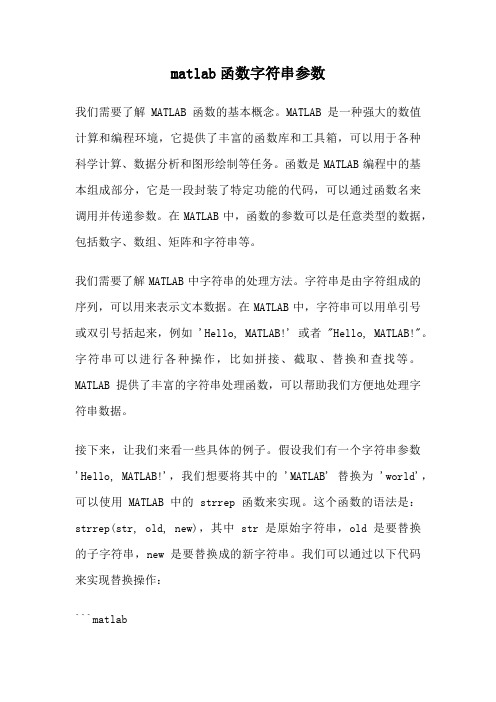 matlab函数字符串参数