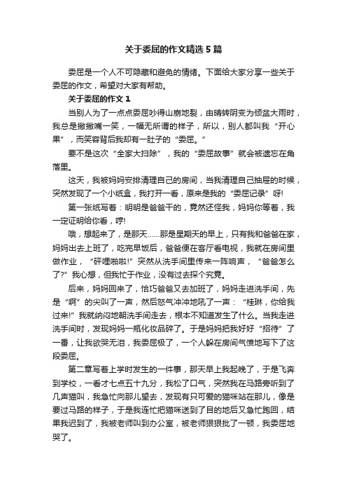 关于委屈的作文精选5篇