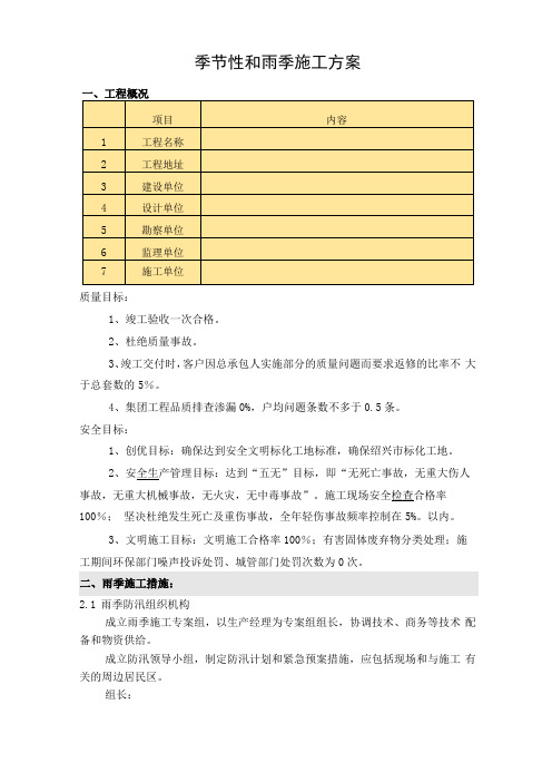 施工方案季节性施工方案