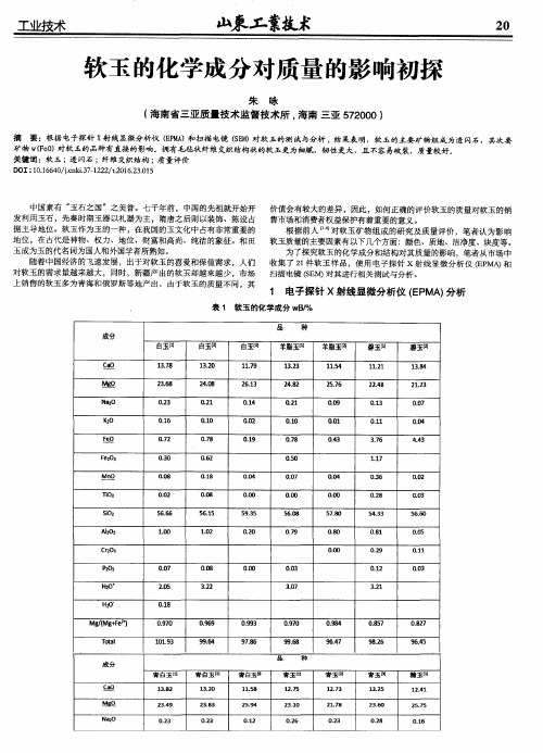 软玉的化学成分对质量的影响初探