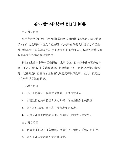 企业数字化转型项目计划书