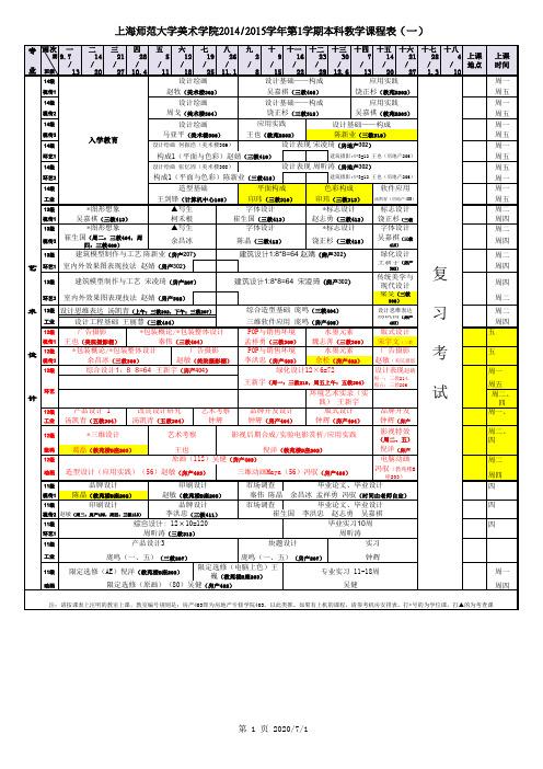 2014-2015专业课程表