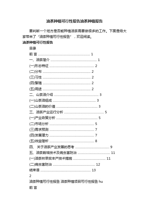 油茶种植可行性报告油茶种植报告