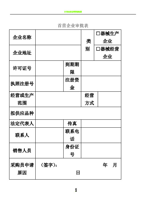 III类医疗器械经营企业质量管理全套表格1223