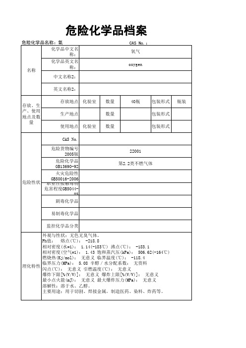 危险化学品档案(氧气)