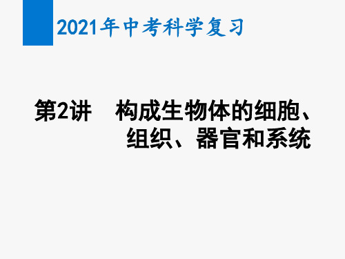 2021年中考科学复习第2讲 构成生物体的细胞、组织、器官和系统(教学课件)