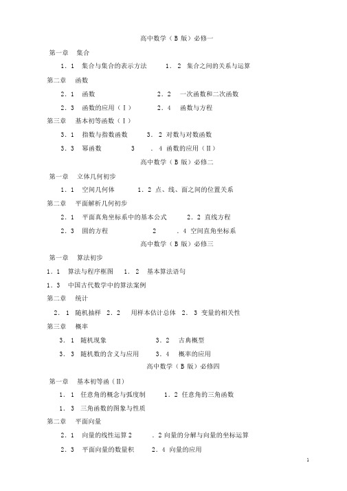 (完整)高中数学教材新课标人教B版目录完整版.doc