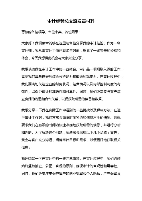 审计经验总交流发言材料