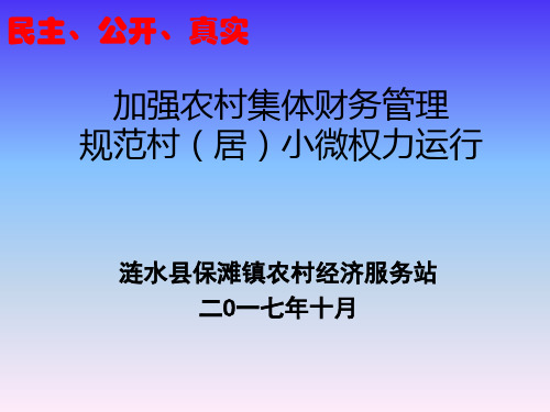 加强农村集体财务管理规范村(居)小微权力运行