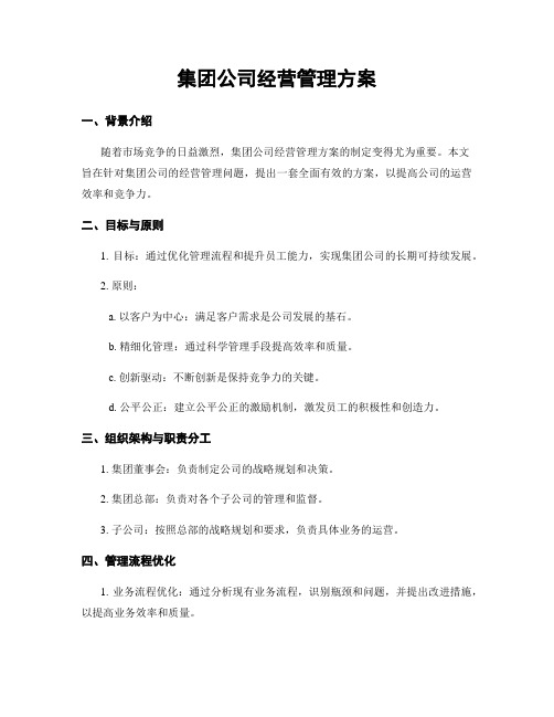 集团公司经营管理方案