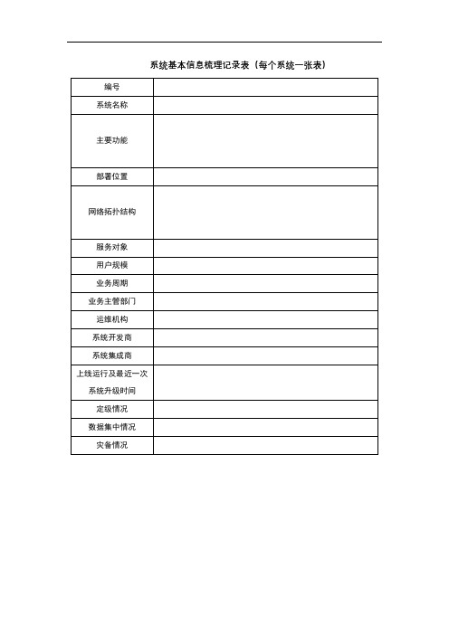 系统基本信息梳理记录表(每个系统一张表)【模板】