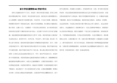 奋斗书写无悔青春800字初中作文