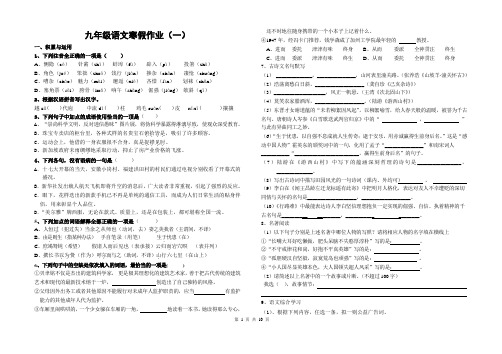 九年级语文寒假作业