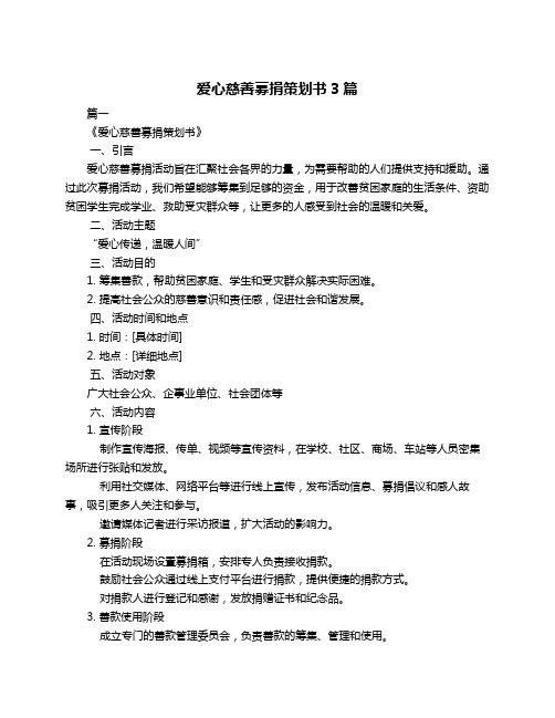 爱心慈善募捐策划书3篇