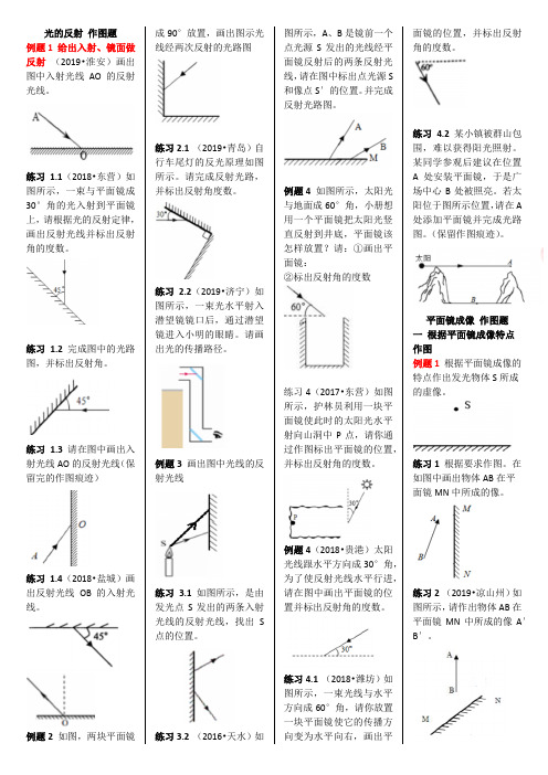 光的反射平面镜成像作图题