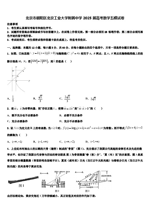 北京市朝阳区北京工业大学附属中学2025届高考数学五模试卷含解析