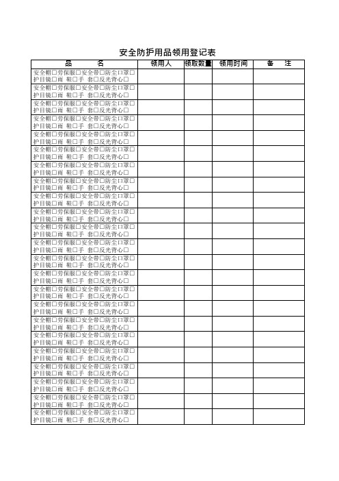 (完整版)安全防护用品领用登记表