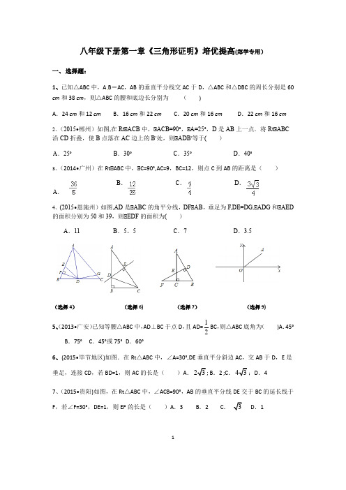 八下第一章《三角形证明》培优提高