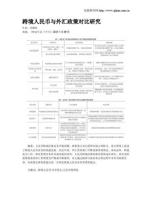 跨境人民币与外汇政策对比研究