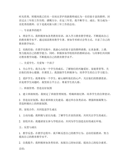 教师新入职三年工作总结