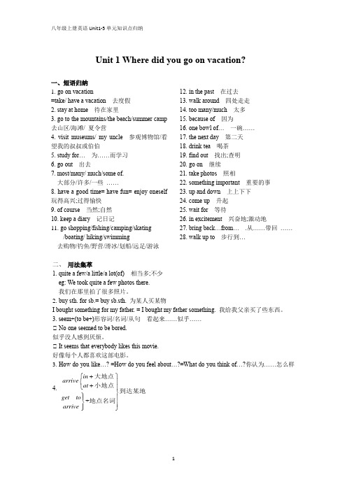 八年级上册英语Unit1-5单元知识点归纳